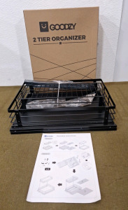 (1) Goodzey 2-Tier Metal Organizer Rack, Black & (1) Box Of Amazon Overstock