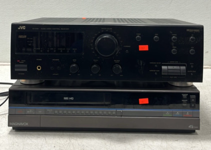 (1) JVC Audio/Video Controler Reciever (1) VHS Player