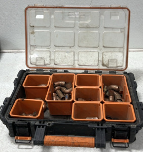 (1) Rigid Tool Organizer w/ Copper Pip Elbows & Other Copper Items