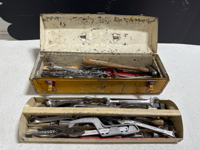 (1) Vintage Craftsman Yellow Tool Box Filled With Assorted Tools