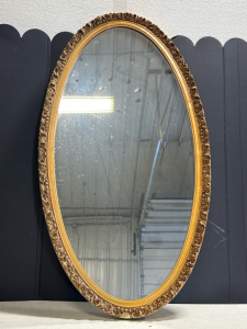 (1) Oval Gold Framed Wall Mirror