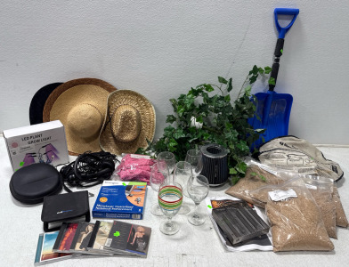 Assorted Hats, Headphones, Shovel, A-Maze-N-Dust- Different Smoke Flavors, Wine Glasses, LED Plant Grow Light And More!