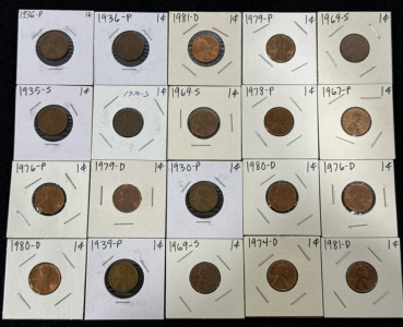 (20) Pennies 1930-1981