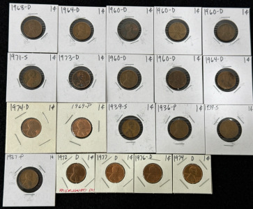 (25) Pennies 1936-1977
