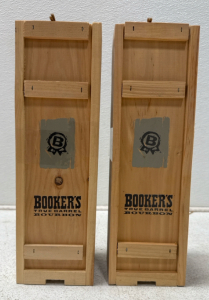 (2) Antique Bookers Bourbon Wooden Boxes- Empty