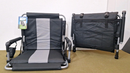 (1) 2-Pack Of Alpha Camp Folding Stadium Arm Chairs, Black