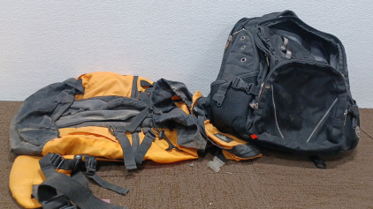 Duffel Bag. Black Backpack.