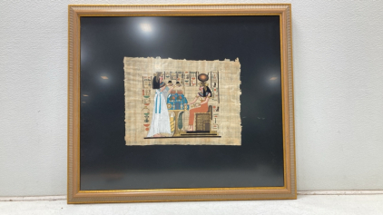 Egyptian Painting - Hand Painted - Silk Paper - Custom Framed
