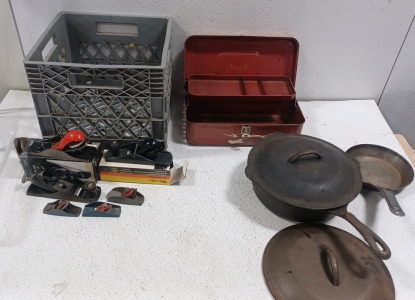 Block Planes & Tool Box & Cooking Pots/Pans.