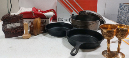Home Depcorating. Kitchen Pans/ Pot & Coca-Cola Duffel Bag.