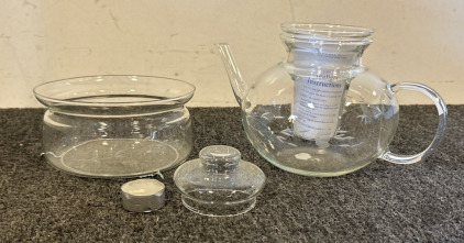 Princess House Heritage Collection Etched Crystal Glass Teapot w/Infuser & Lid