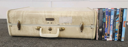 Vintage Suitcase And Some DVDs