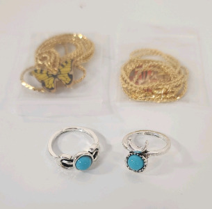 BFF Butterfly Necklaces And Turquoise Rings