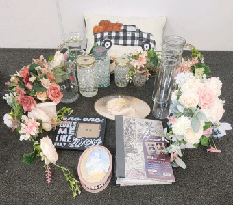 Home Decor, Faux Flowers, Photo Album, Wall Art, Vases, And More.