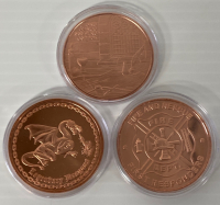 (3) 1 Troy Ounce Copper Rounds