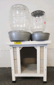 Small Dog House, (2) Water And Food Feeders.