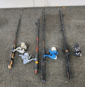 (4) Fishing Poles- Including Ugly Stiks