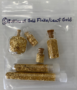 (6) Small Jars Of Gold Leaf/ Flake Gold