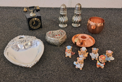 Telephone Musick Box, Vintage Trinket Box, Copper Candle Holder, And More
