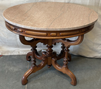 Wooden Endtable w/ Marble Top