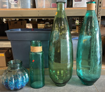 (4) Large Glass Vases