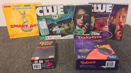 Board Games, Including Clue, Family Fued, Taboo, And Smart A**