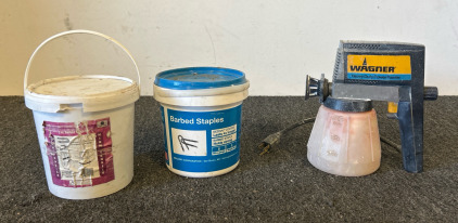 Wagner Heavy Duty Power Painter Handheld Paint Sprayer, 8-Pound Bucket Bekaert Barbed Staples Fencing Applications 8-Gauge Bezinal Coating 4x Longer Rust Protection