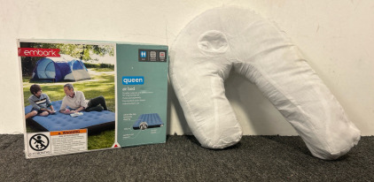 Wrap Around Hypoallergenic Side Sleeper Pillow with Unique Ear Pocket for Back, Neck and Shoulder Pain Relief, Comfortable Black And Blue Embark Queen Air Bed Mattress
