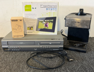 Magnavox DVD / VCR Player, Mr. Coffee Coffee Maker, Digital Photo Frame & Cell Phone Stand