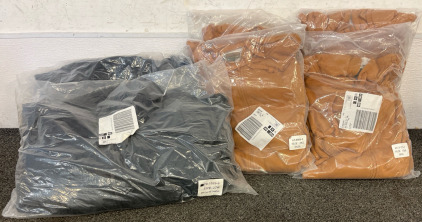 (4) Tan Zip Up Jackets, (2) Black Coats