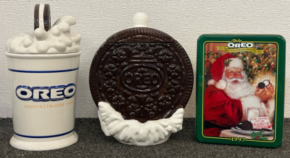 (2) Vintage Oreo Cookie Jars & Tin
