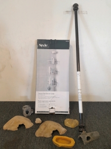 Style Selections Tension Pole Shower Caddy, Shower Curtain Rod, and Pet Habitat