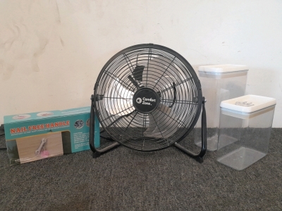 Comfort Zone Electric Fan, Bathroom Handle, and Food Containers