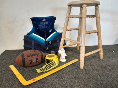 Life Vest, Football, Stool, and Others