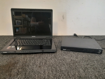 Toshiba Laptop and Sanyo Blu-ray Player