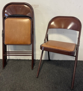 4 Brown Cushioned Folding Chairs