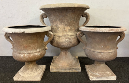 (3) Large Goblet Shaped Planters