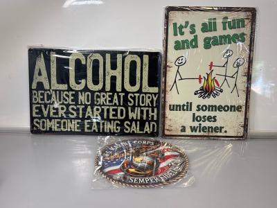 (3) Metal Signs For Man Cave