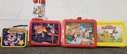 Vintage Lunch Box Lot- Including Chip'n Dale, Lazer Tag, Teddy Ruxpin, And A Small Tin Snagglepuss On Broadway Lunch Box