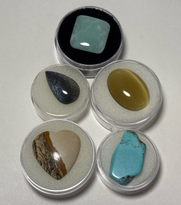 Variety Of Cut & Polished Gemstones Including Jasper Heart, Earthy Yellow Cats Eye, Natrual Dendrite And More