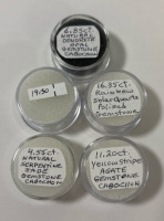 (5) Polished Gemstones Including Rainbow Solar Quarts, Natural Serpentine, And More - 2