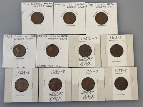 (11) Lincoln Head Wheat Cents 1910-1958
