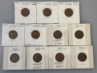 (11) Lincoln Head Wheat Cents 1910-1958