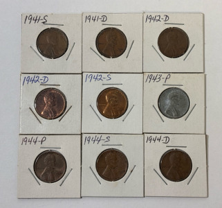 (9) Lincoln Head Wheat Cents