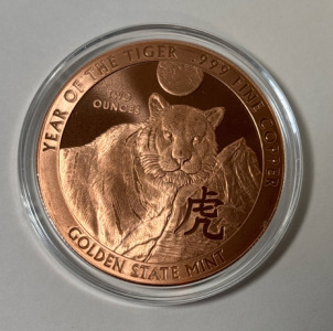 2oz Copper Round &ldquo;Year Of The Tiger&rdquo;