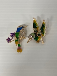 (2) Bejeweled Brooches
