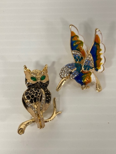 (2) Bejeweled Brooches