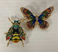 (2) Bejeweled Brooches