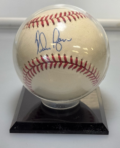 Rawlings Autographed Baseball, Signed by Nolan Ryan, Major League, with Display Case