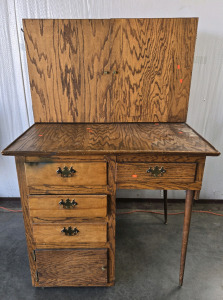 Vintage Wood Desk w/Built-In Cabinet